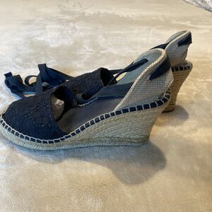 a.n.a black lace wedges sandals tan/black wimens size 7.5 fairy boho